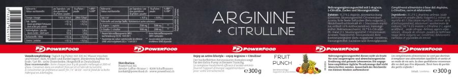 Powerfood One Arginine + Citrulline - Fruit Punch, 300 g