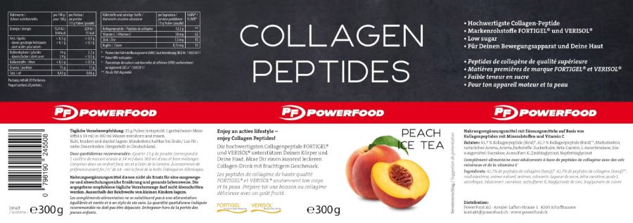 Powerfood One Collagen Peptides - Peach Ice Tea, 300 g