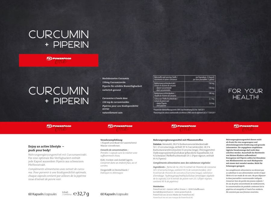 Powerfood One Curcumin + Piperin - Neutral, 60 Kapseln