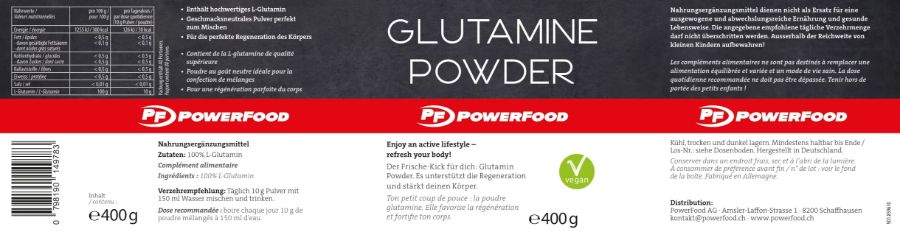 Powerfood One Glutamin Powder - Neutral, 400 g