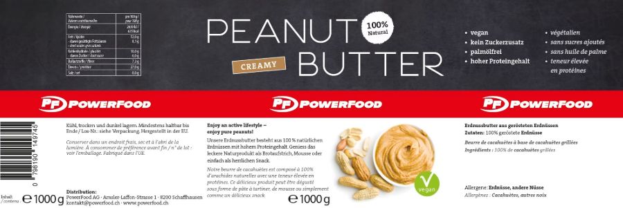 Powerfood One Peanut Butter - Creamy, 1000 g