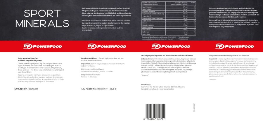 Powerfood One Sport Minerals - Neutral, 120 Kapseln