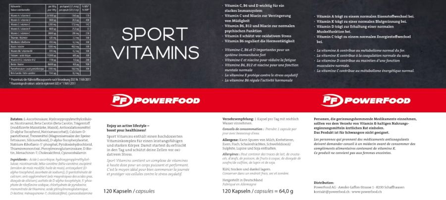 Powerfood One Sport Vitamins - Neutral, 120 Kapseln