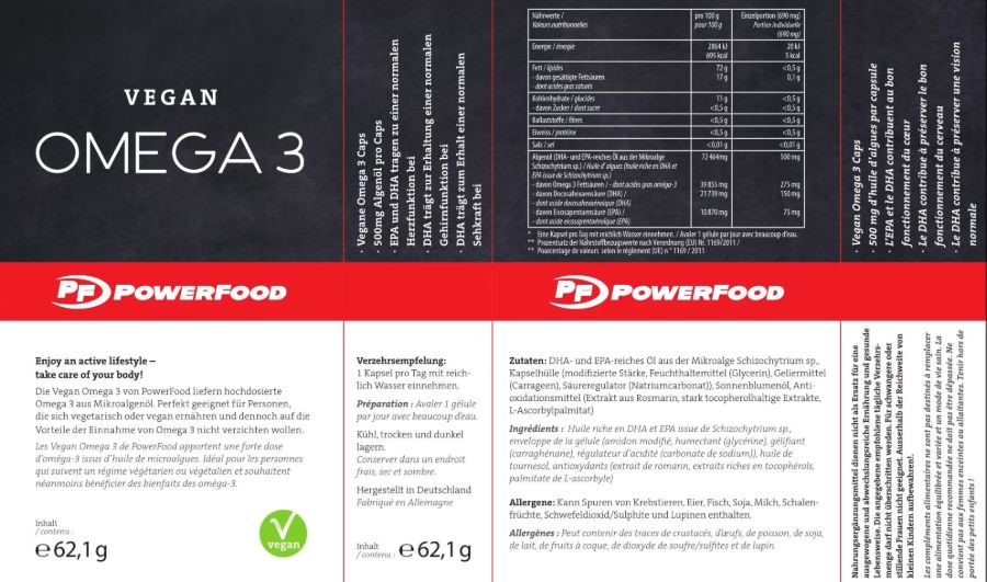 Powerfood One Vegan Omega 3 - Neutre, 90 Capsules