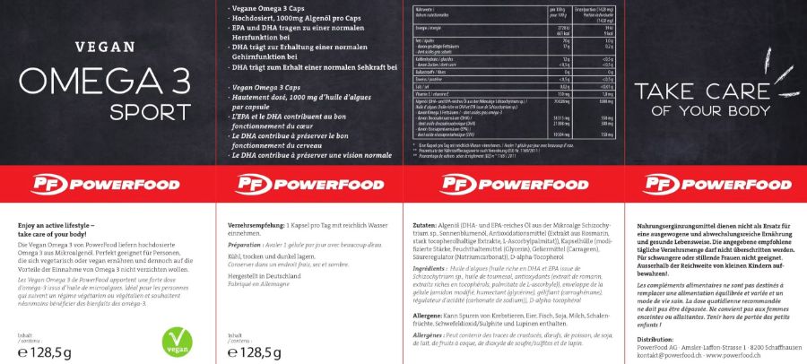 Powerfood One Vegan Omega 3 Sport - Neutre, 90 Capsules