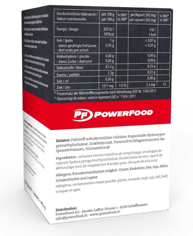 Powerfood One Zinc Bisglycinat - Neutral, 120 Kapseln